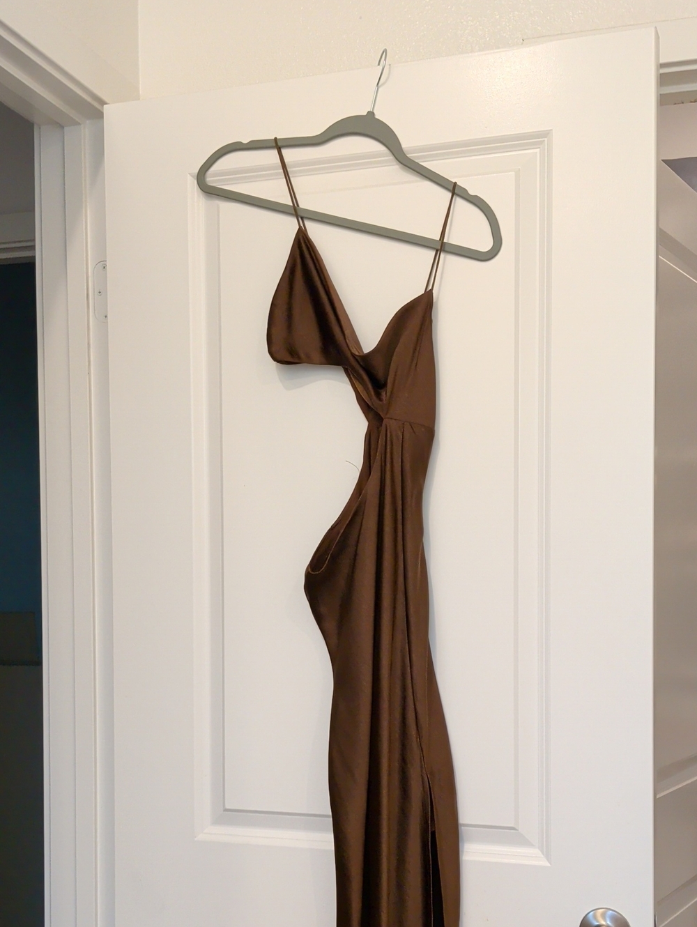 Verge Girl Chocolate Brown Satin Strapless Slip Dress